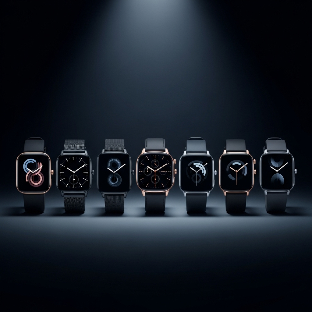 複数のApple Watchが並んでいる様子