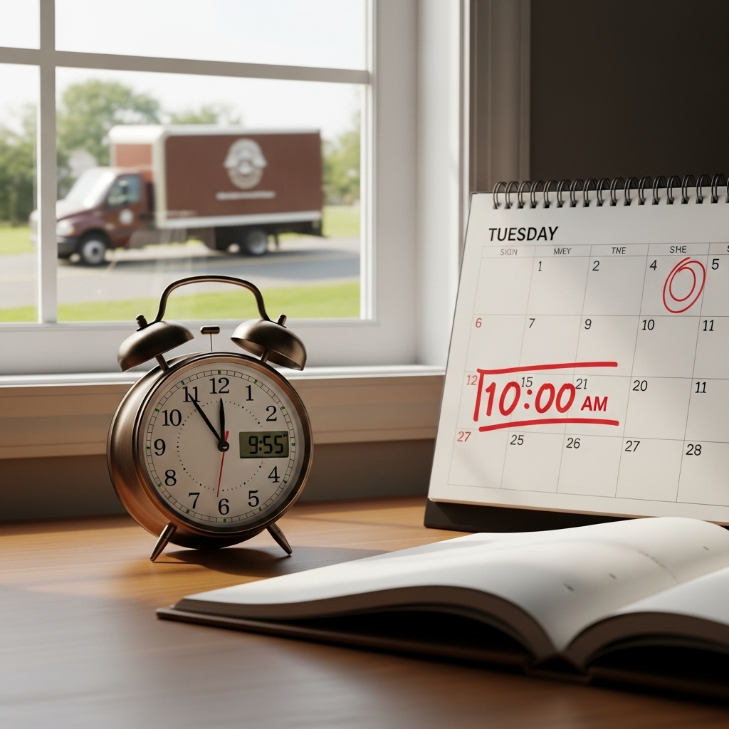 カレンダーと配送トラックのイメージ