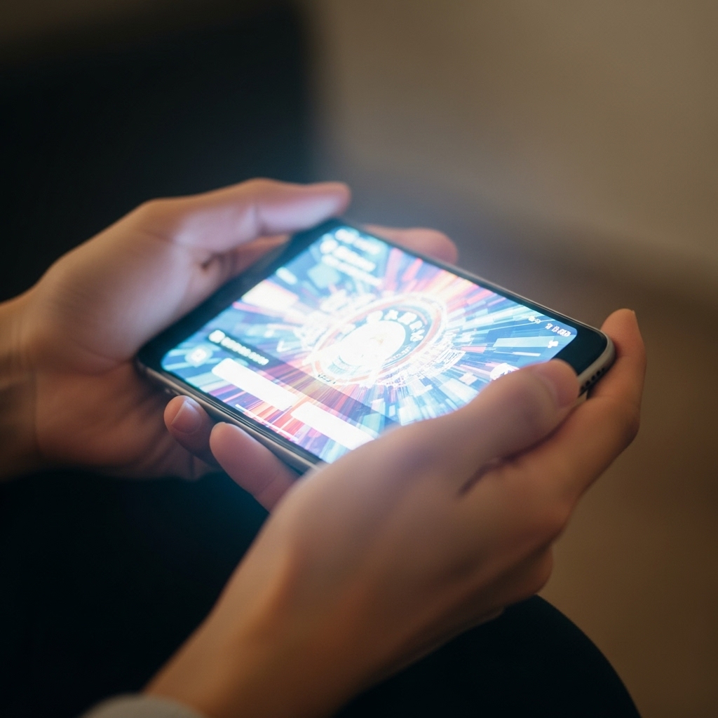 大画面のiPhoneで動画を楽しむ日本人