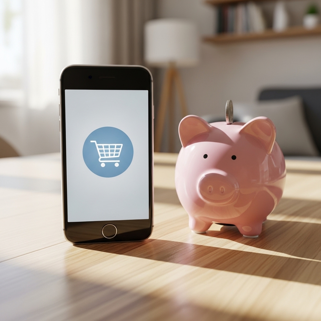 コストパフォーマンスが良いiPhoneと貯金箱