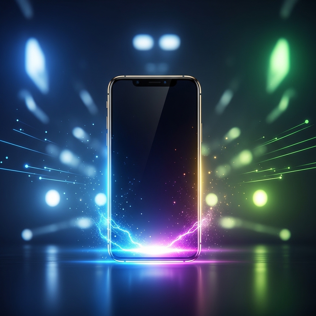 最新のiPhone16と輝くエフェクト