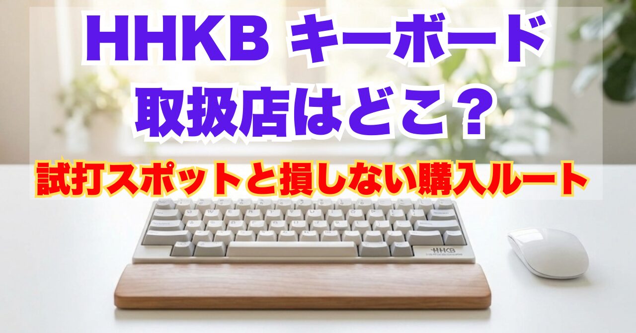 「HHKB キーボード 取扱店はどこ？試打スポットと損しない購入ルート」の表示のキーボード画像