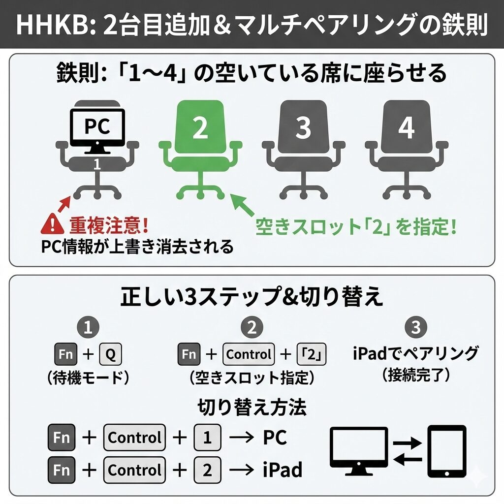 HHKBのペアリング2台目を追加するやり方をイラストでわかりやすく解説