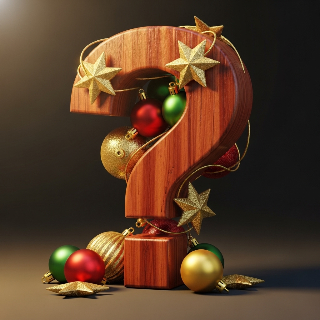 クリスマスオーナメントとクエスチョンマークのオブジェ