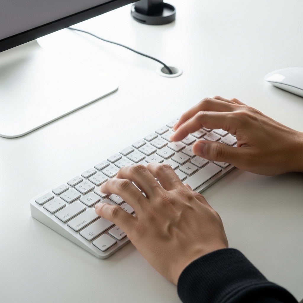 軽快にタイピングする指先 高速タイピング ブラー効果