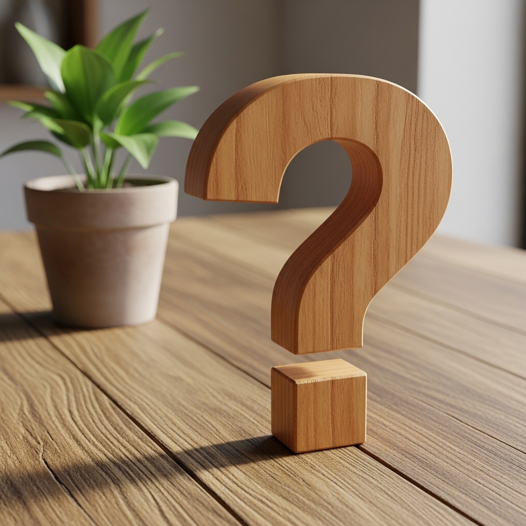 木製の「?」のオブジェ「HHKBよくある質問=Q&A」のイメージ画像