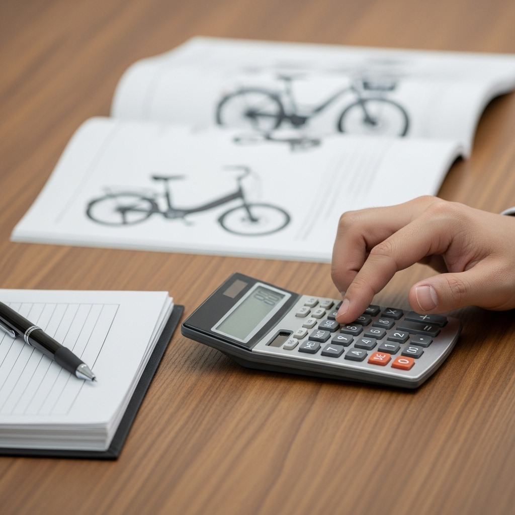 電卓と書類をデスクに広げ、ふるさと納税の控除限度額を真剣に計算する日本人男性の手元、賢い節税対策