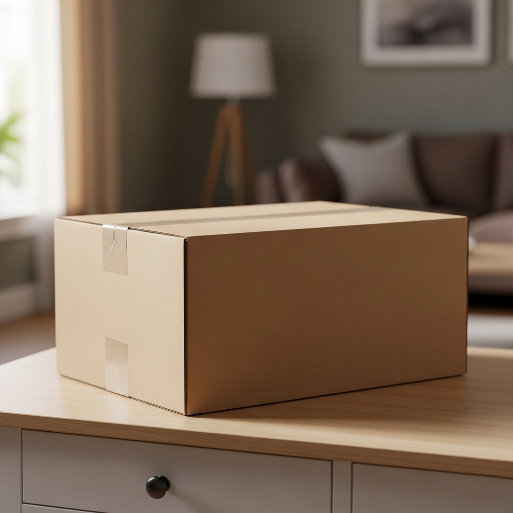 Amazonや楽天からの配送をイメージさせる段ボール箱とHHKB